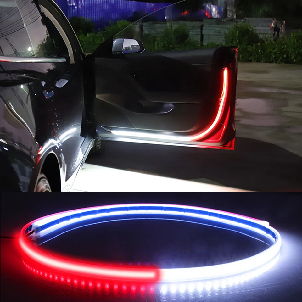 Car Door Decoration Welcome Light Strips Strobe Flashing Lights Safety 12V 120cm LED Opening Warning LED Ambient Lamp Strip Auto