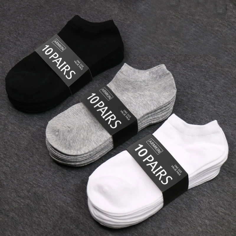 10 Pairs Solid Color Women Socks Breathable Sports socks Casual Boat socks Comfortable Cotton Ankle Socks Size 36-44 white black