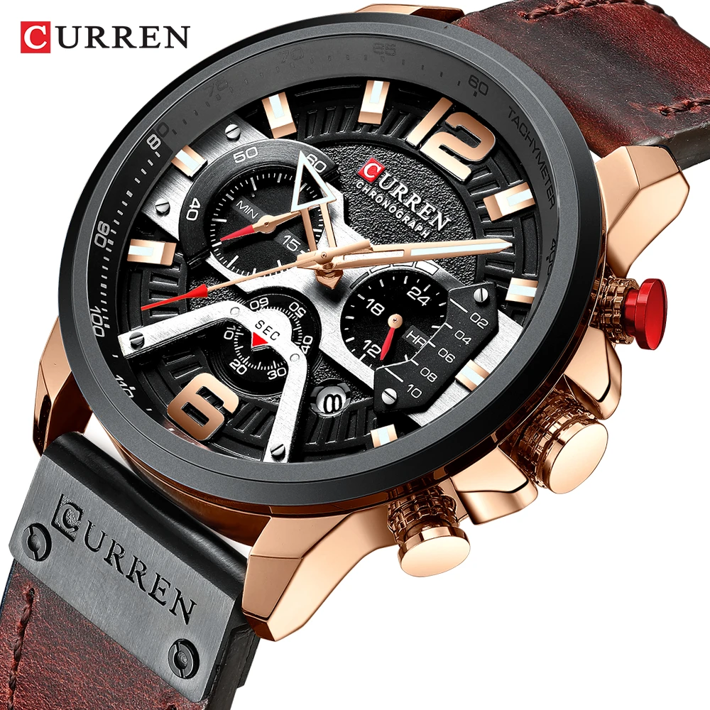 CURREN Mens Watches 2020 New Luxury Leather Watch For Men Waterproof Quartz Clock Male Brand Sport Chronograph Relogio Masculino