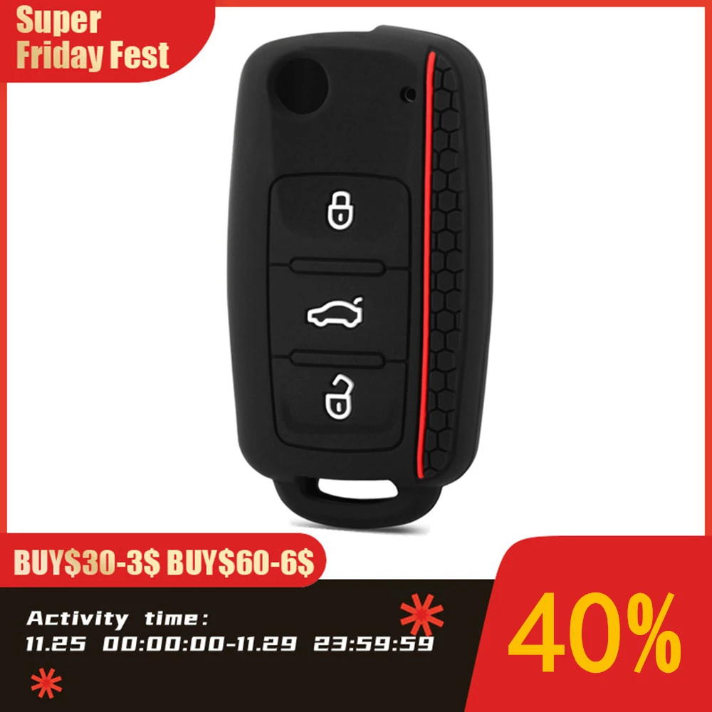 The Remote Control Key Silicone Case For Volkswagen Sagitar Polo Tiguan Touareg Bora Golf Phaeton Seat Skoda Car Key Accessories