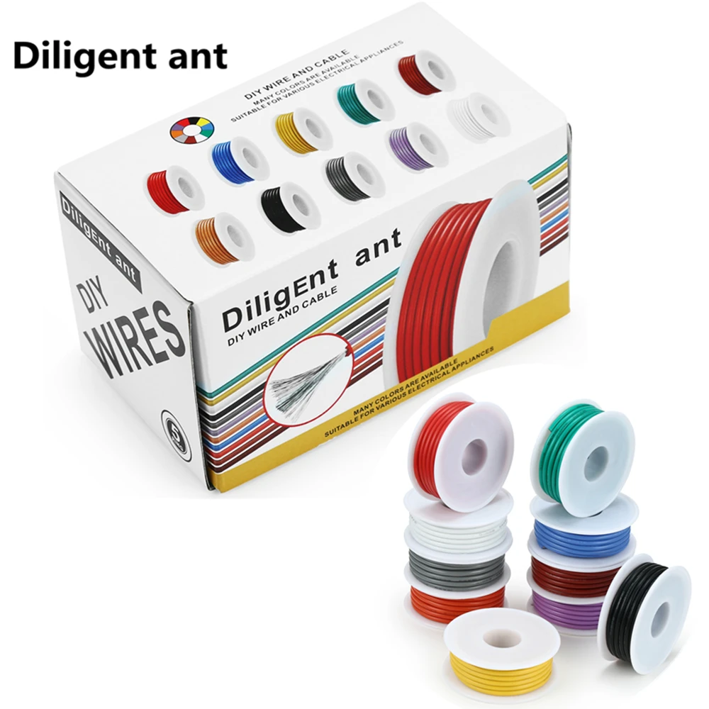 Household DIY high quality flexible silicone wire and cable 5 colors mixed 1 box tinned pure copper anti-oxidation