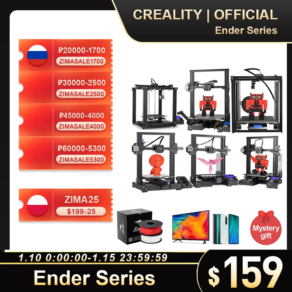 CREALITY 3D Printer Ender-3/Ender-3 pro/Ender-3 V2/Ender-3 Max/5 pro/5 plus/CR-6 SE/CR-10V3/10S PRO V2/HALOT ONE Ender/CR Series