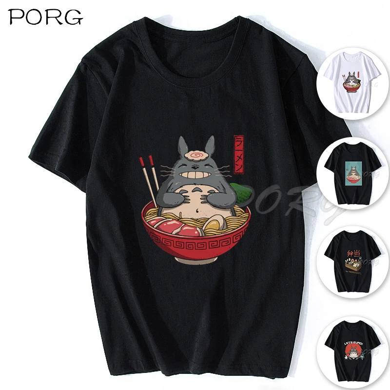 NEIGHBOR'S RAMEN Totoro Kawaii Japanese Anime Shirt Men Anime Spirit Away T Shirt Men/Women Cartoon Summer T-Shirt Droshipping