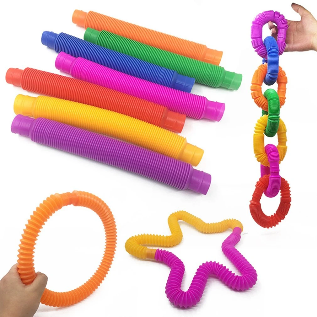 5pcs Colorful Plastic Pop Tube Coil Children' S Creative Circle Toys Early Development Educationa5pcsal Folding Toy Color Random