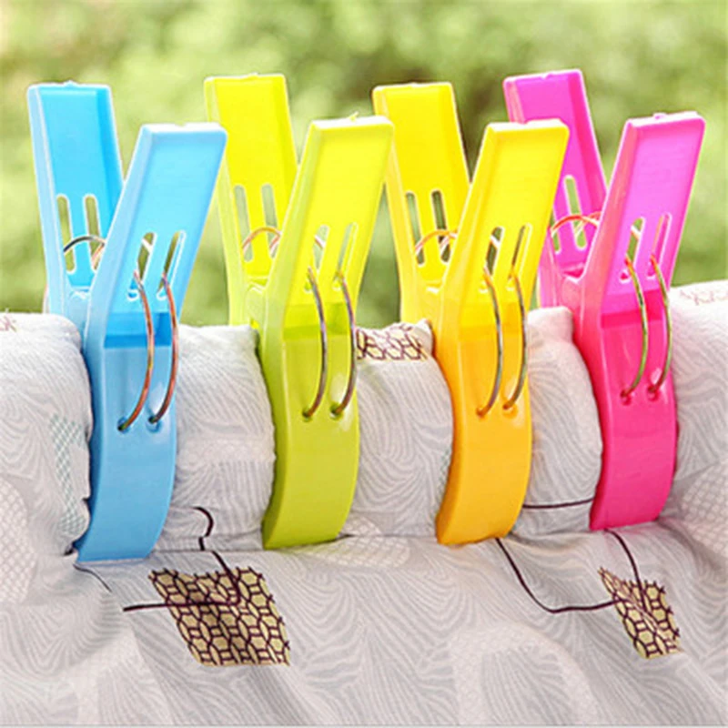 1 set Laundry Clothes Pins Plastic Hanger Clips Towel Clothes Pegs Clothespin Beach Sunbed Sheet Drying Cleaning Accessories