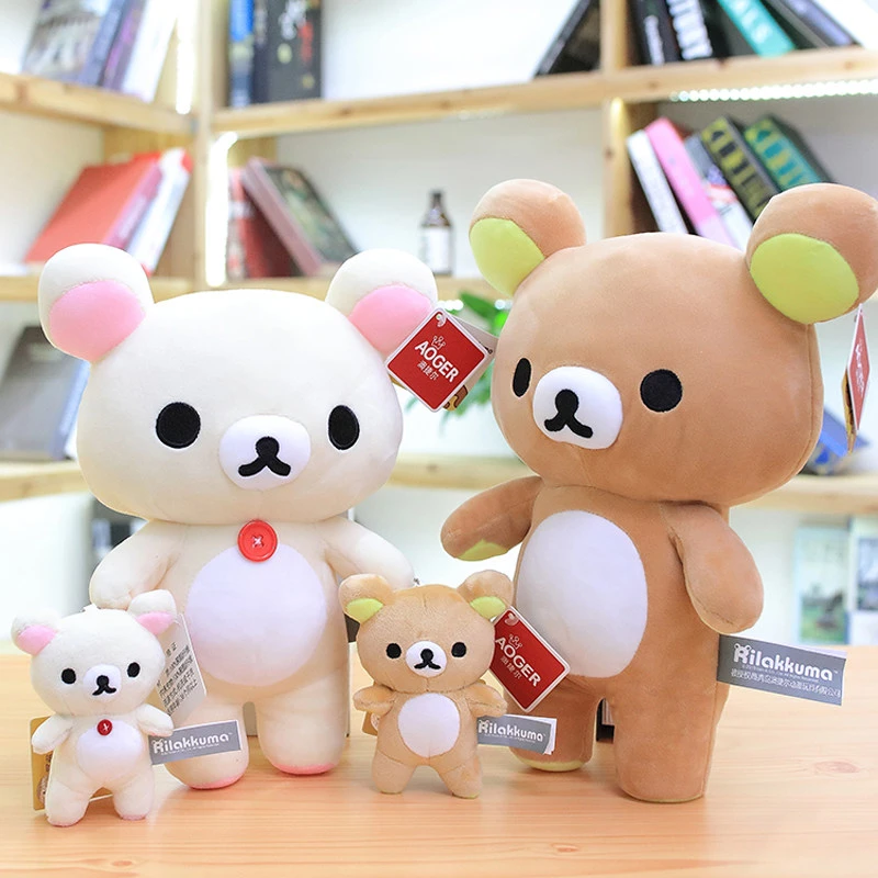 Kawaii Rilakkuma Plush doll Couple Pendant Cartoon cute teddy Brown bear soft Stuffed toy For girlfriend gifts Decoration