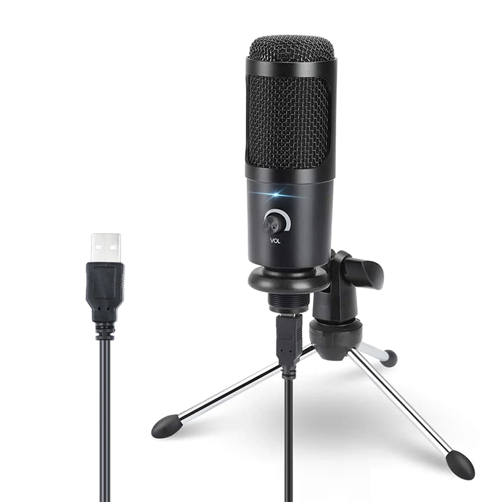 Professional Condenser Microphone PC Studio USB Microphone for Computer Gaming Streaming Video Mic Podcasting Recording Microfon