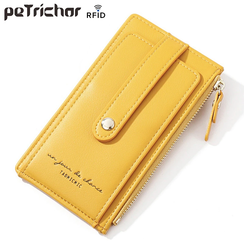 RFID Women Card Holders Soft Leather Coin Purse Wallets Female Business Credit Card Wallet Ladies Double Zipper Mini Clutch Bags