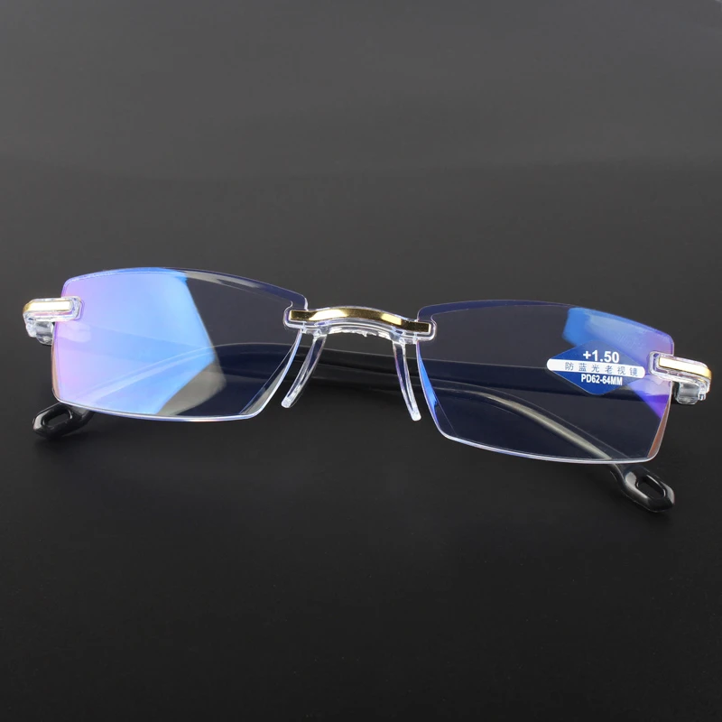 New Anti Blue Ray Reading Glasses Men Women Rimless Cutting Presbyopia Eyewear for Ladies Blue Light Glasses