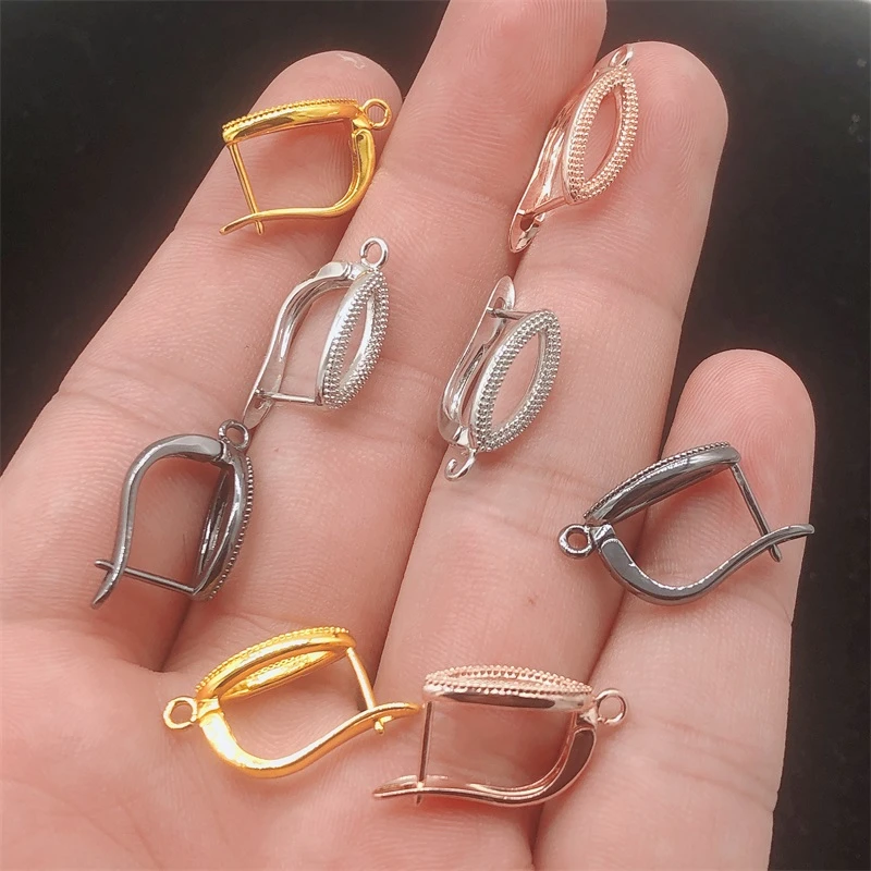 20x12MM 4 colors brass earring fasteners high quality Diy handmade jewelry making accessories hollow design earrings hook clasp