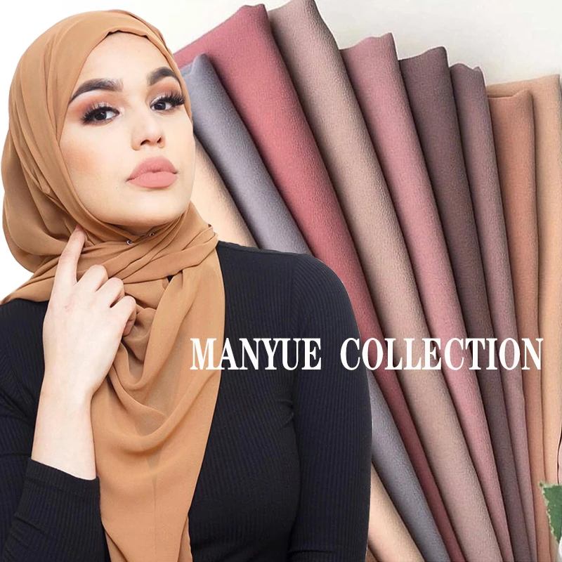 Plain Bubble Chiffon Hijab Shawl Scarf Women 2021 Solid Color Long Shawls and Wraps Muslim Hijabs Scarves Ladies Foulard Femme