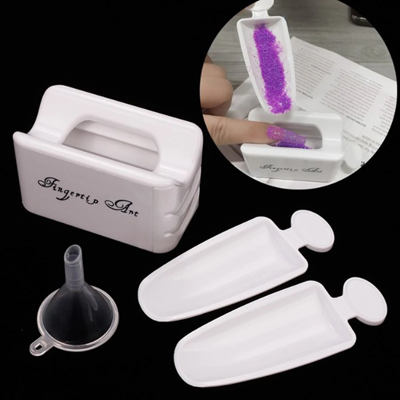 Manicure Powder Recycling Storage Box Portable Infiltration Powder Container White Double Layer French Powder Box Nail Tool 1pcs