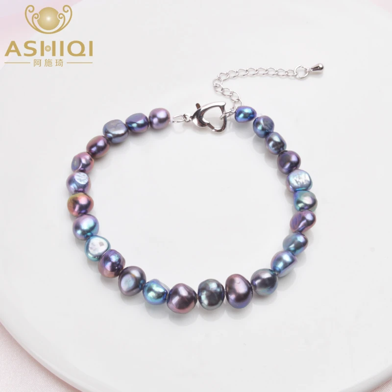 ASHIQI Genuine Natural Baroque Pearl Bracelets White Freshwater Pearl Jewelry Gift For Women Fashion Bracelets