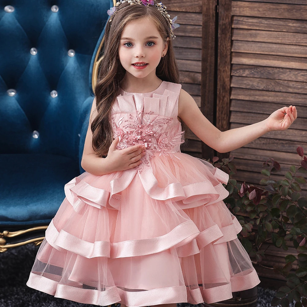 Baby Girls Flower Kids Dress for Girls Lace Cake Tutu Party Princess Dress Girl 2 4 6 7 8 10 Yrs Birthday Party Event Prom Dress