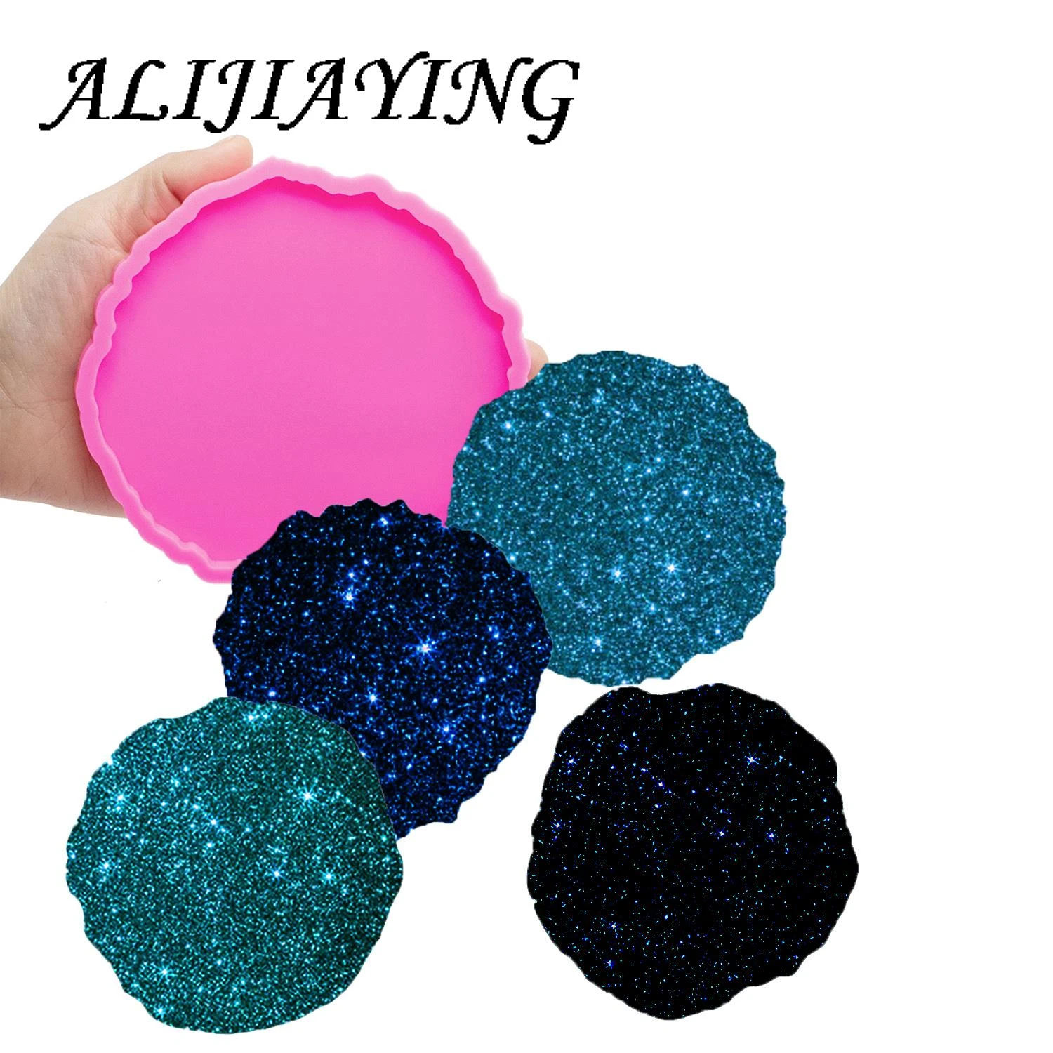 4inches Circle Coaster Epoxy Craft DIY Molds, Flower/Round/Cup/Square/Hexagon Silicone Geode Coaster Agate Resin Mold DY0279