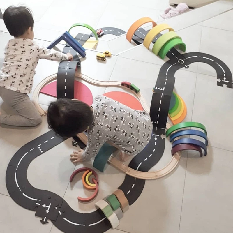 Kids DIY Traffic Roadway Track Puzzle Educational PVC Children Road Building Motorway Toy Removable Cars Vehicle Track Boys Gift