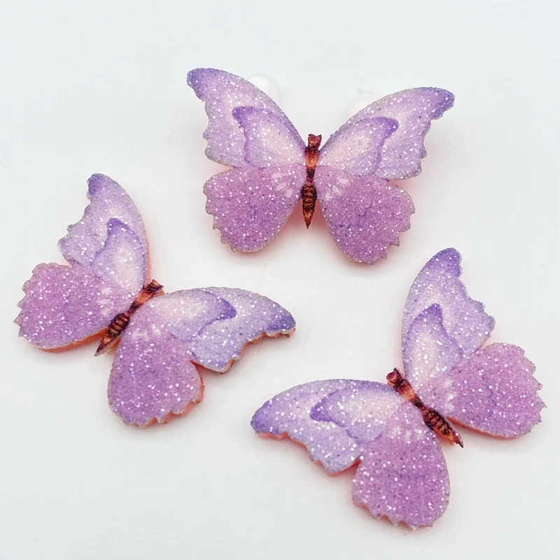 10pcs/Lot Glitter Lovely Butterfly Appliques Felt Patches For Crafts Clothing DIY Scrapbooking Accessories G78