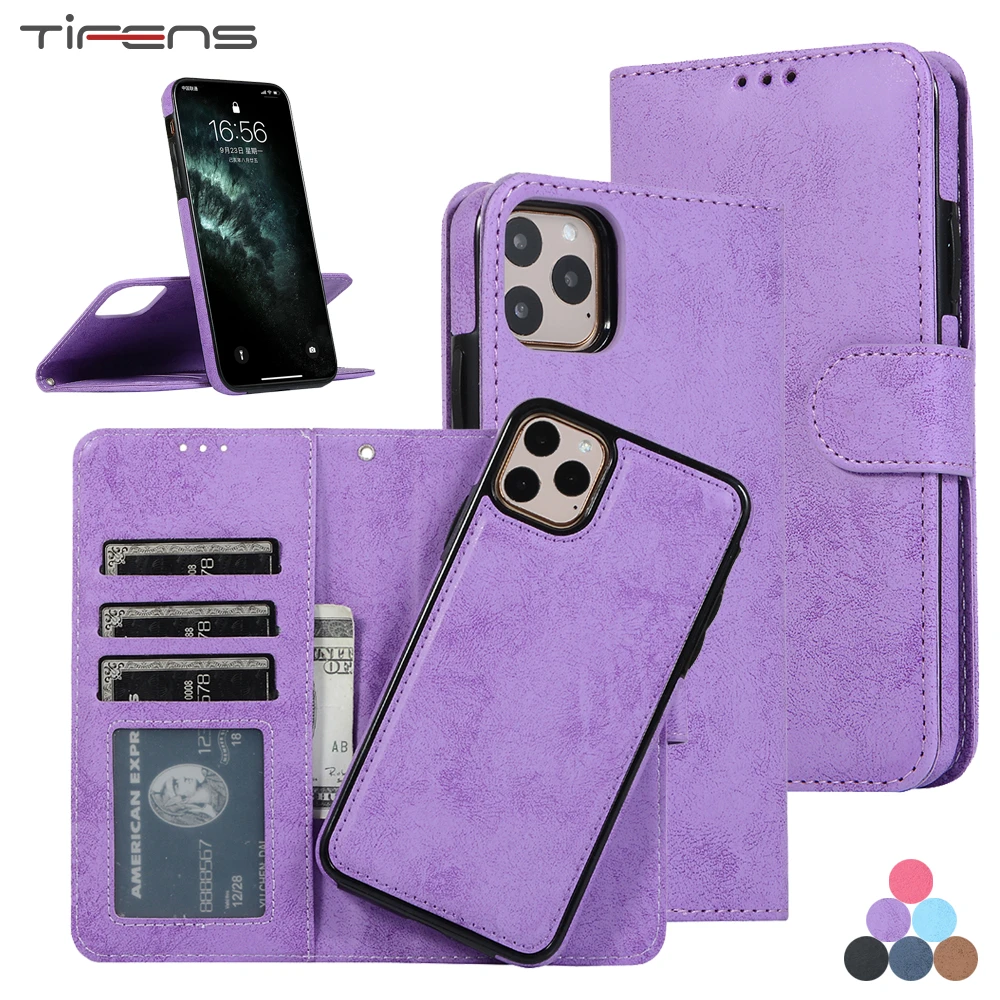 Wallet 5 5s SE 2020 Card Case For iPhone 13 12 Mini 11 Pro XS Max XR X 8 7 6 6s Plus Retro Leather Car Magnetic Detachable Cover