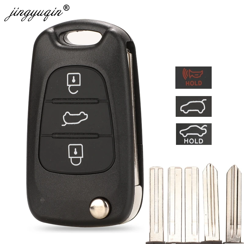 jingyuqin Replace Remote Car Key Shell 3 BT Flip Folding Key Case For Kia K2 K5 Rio 3 Picanto Ceed Cerato Sportage For Hyundai