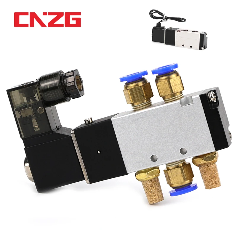 4V110-06 1/8 Bsp Air Solenoid Valve 5 Way Port 2 Position Gas Pneumatic Electric Magnetic Valves DC12V 24V 110 V220V Coil Volt