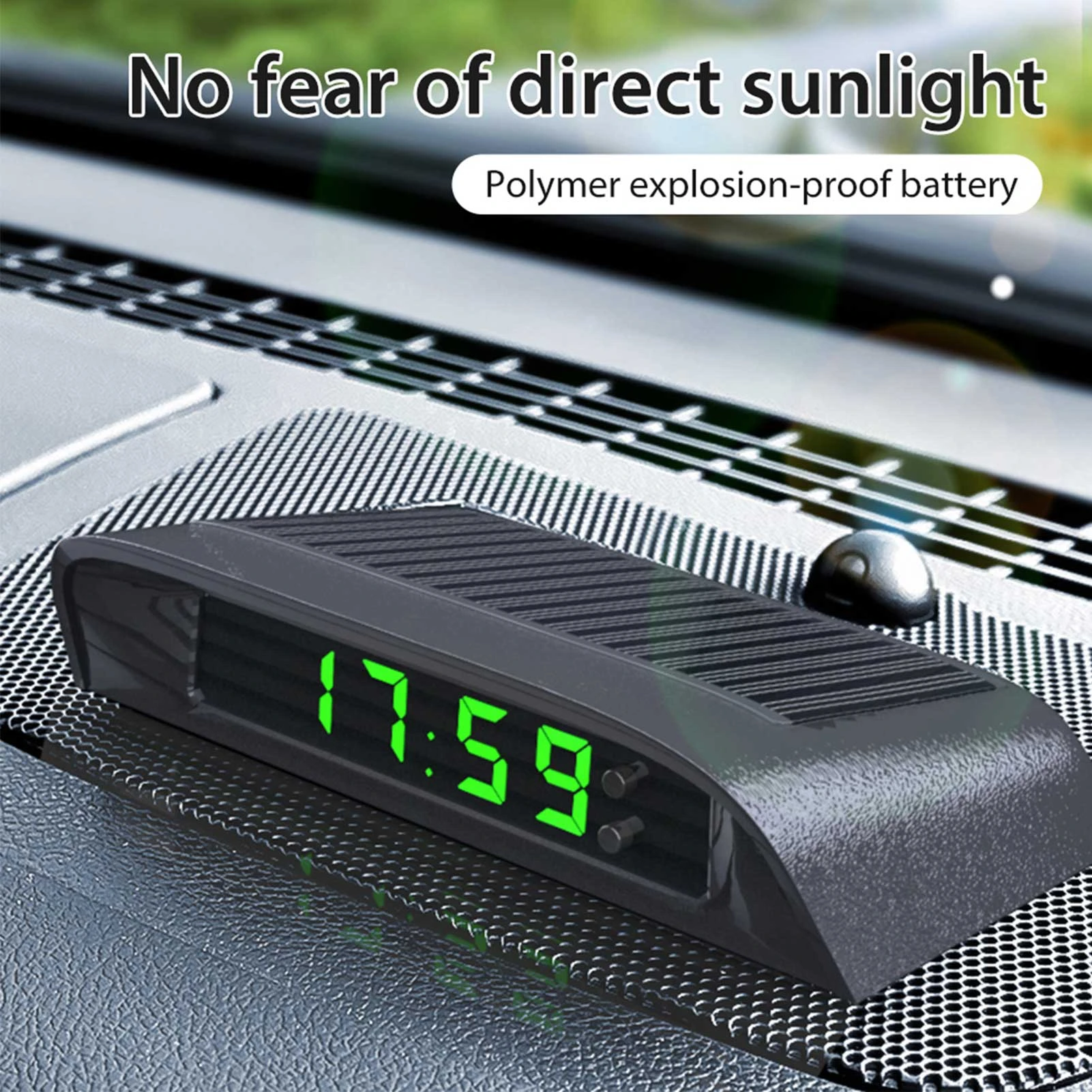 Car Clock Auto Internal Stick-On Digital Watch Solar Powered 24-Hour Car Clock With Built-in Battery Car Electronic Accessories