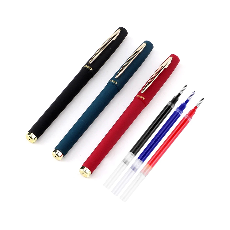 Business Gel Pen 0.5/mm0.7/1.0mm Black/Blue/Red Ink Gel Ink Pens Office School Writing Supplies 3 Neutral Pens With 3 Refills