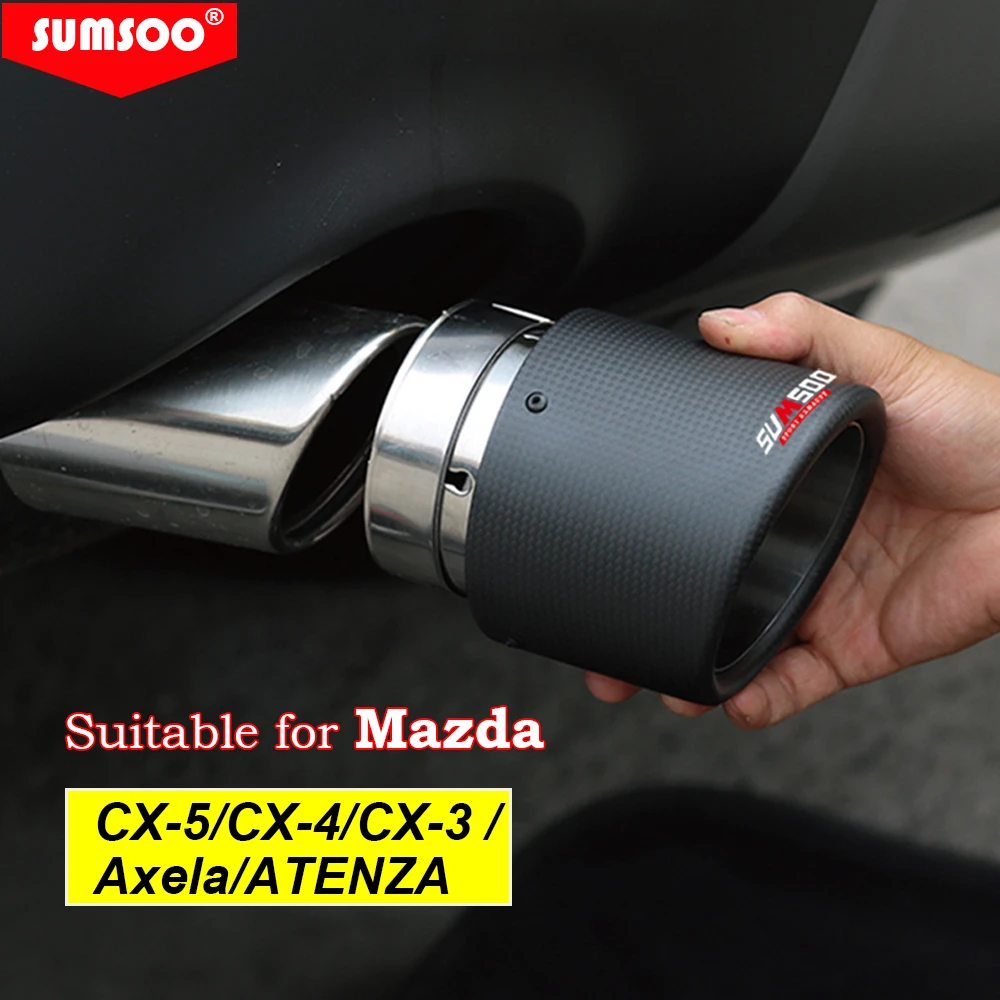 1 piece SUMSOO genuin  for Mazda CX-5 cx-4 cx-3 Mazda Axela Mazda ATENZA exhaust pipe modified decorative carbon fiber tail tips