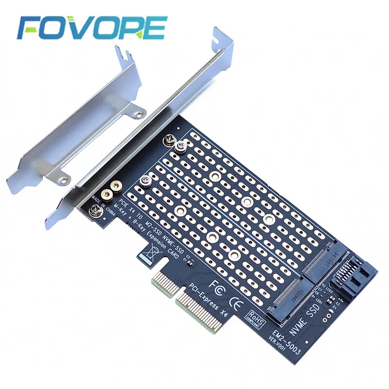 Add On Cards PCIE to M2/M.2 Adapter SATA M.2 SSD PCIE Adapter NVME/M2 PCI E Adapter SSD M2 to SATA PCI-E Card M Key +B Key