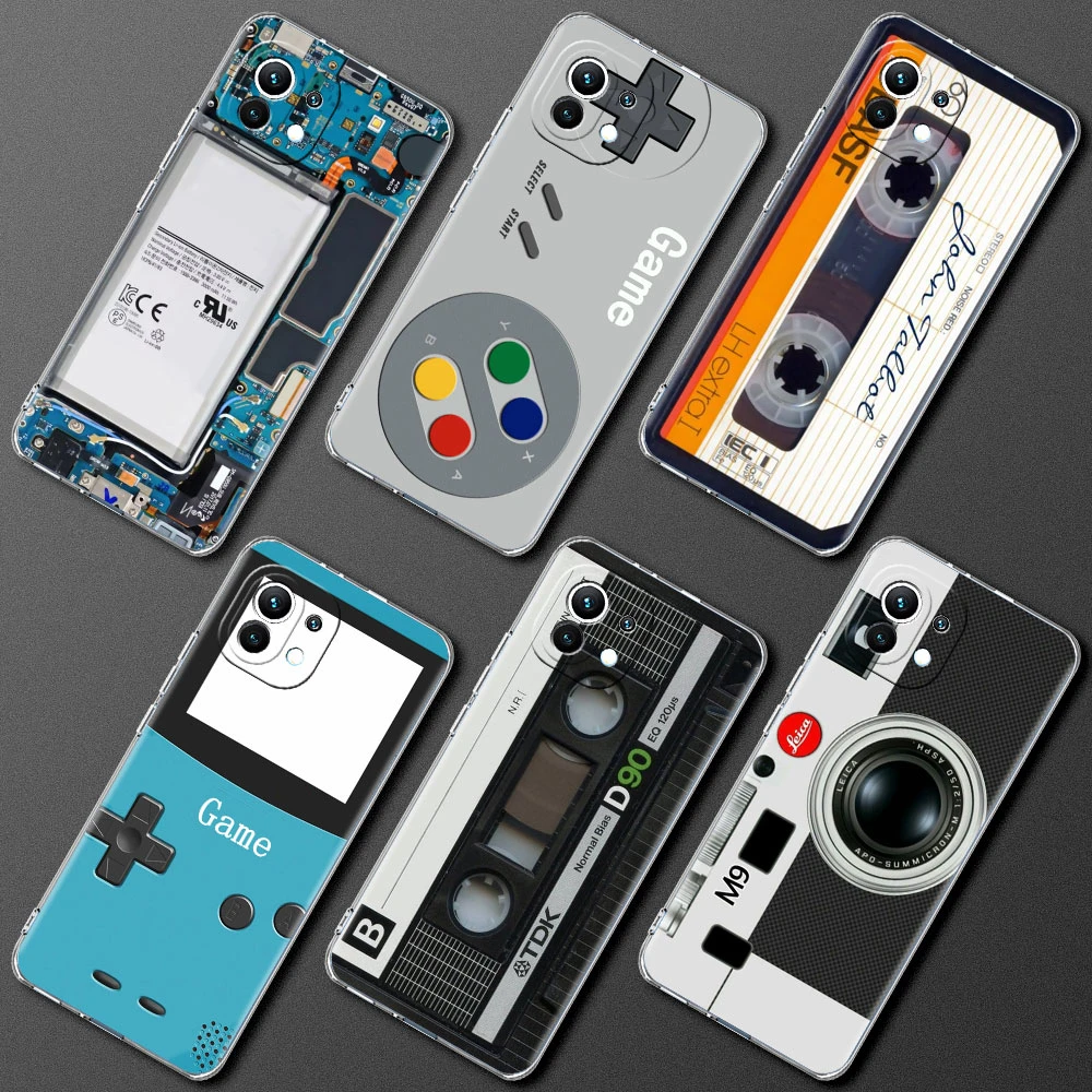 Silicone Case For Xiaomi Mi Poco X3 NFC 10T Pro M3 Note 10 Lite 11 9T F3 Clear Shockproof Phone Cover Retro Camera Circuit Board