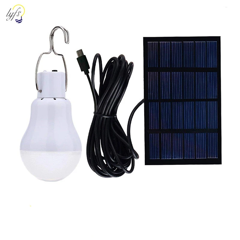 LED Solar Bulb with Hook Light Outdoor Waterproof Camping Solar Lamp Energy Saving Bulb Garden Courtyard Path Lighting