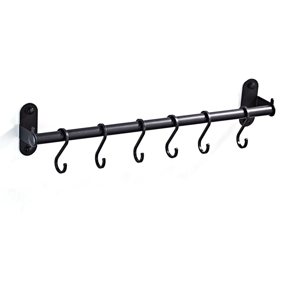 Hardware Organizer Modern Kitchen Hanger Punched Wall Mounted Utensil Aluminum Pan Rack Storage Holder Bar Pot Cabinet Shelf