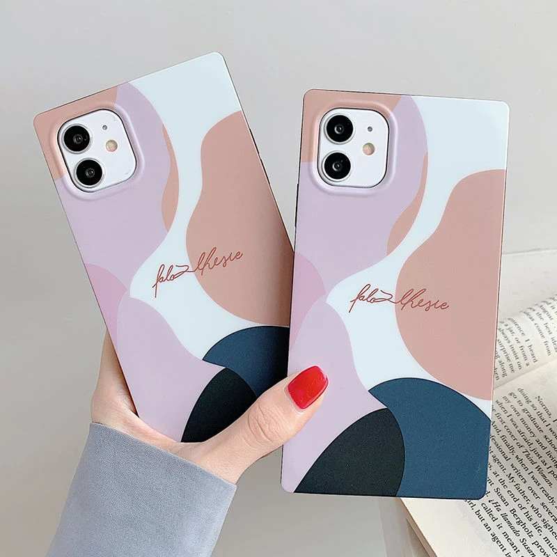 Korea INS Style Illustration Ring Holder Phone Case For iPhone 11 12 13 Pro Max XR XS Max X 7 8 Plus 13 Pro SE 2 11 Back Cover