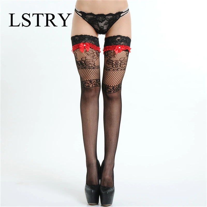 2021 Sexy Women's Hosiery Lace Top Stay Up Thigh High Stockings.Ladies Hollow Lstry Mesh Nets Lace Fishnet Stockings Pantyhose