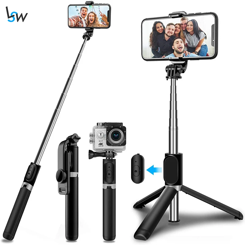 Selfie Stick Tripod with Wireless Remote, Mini Extendable Selfie Stick 360° Rotation Phone Stand Holder for Smartphones Gopro