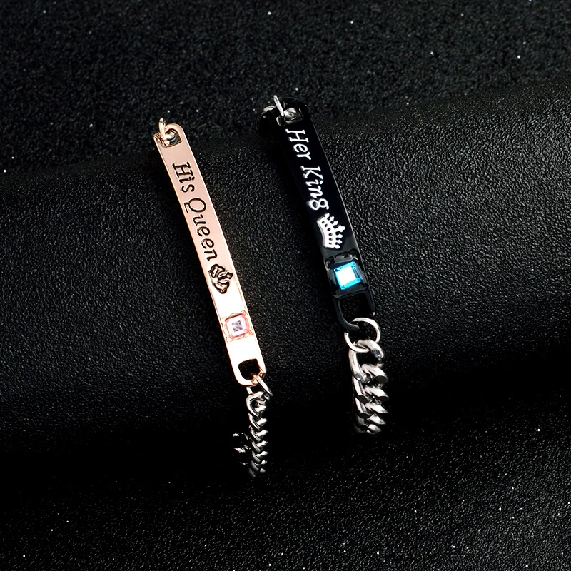 Fashion popular couple bracelet bracelet her queen text love memorial day holiday gift chain jewelry friends jewelry