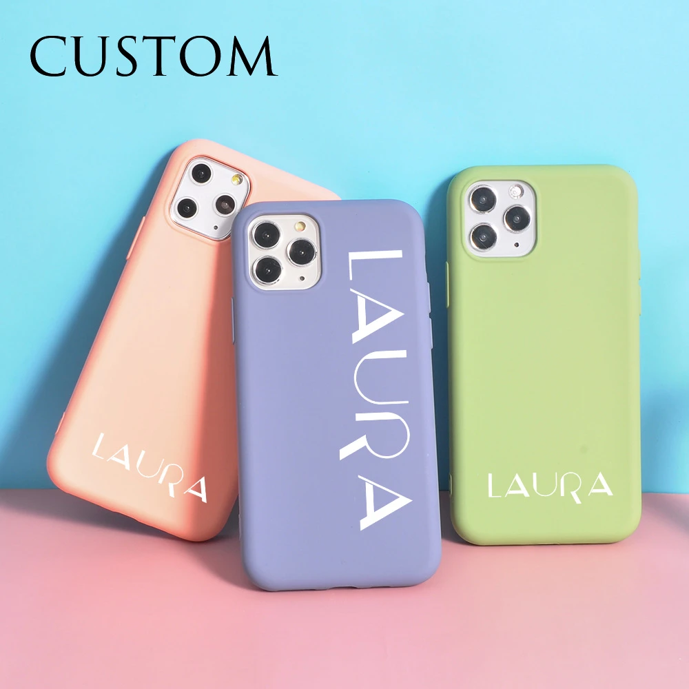 Custom Name for iphone Case 12 Pro Funda 8 Plus SE 2020 Couple Girls Silicone XR Cover for iPhone 11 Coque Pro Max X XS 6 7 Plus