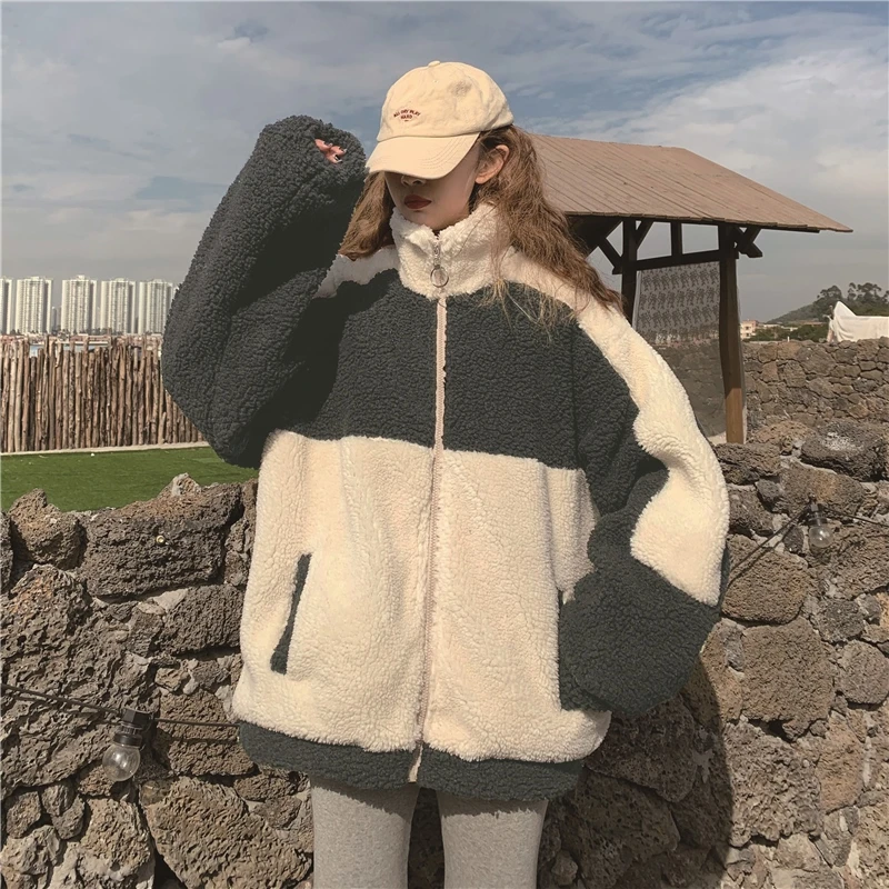 2020 Elegant Faux Fur Coat Women Autumn Winter Warm Soft Zipper Fur patchwork Jacket Female Plush Overcoat Pocket Casual Outwear