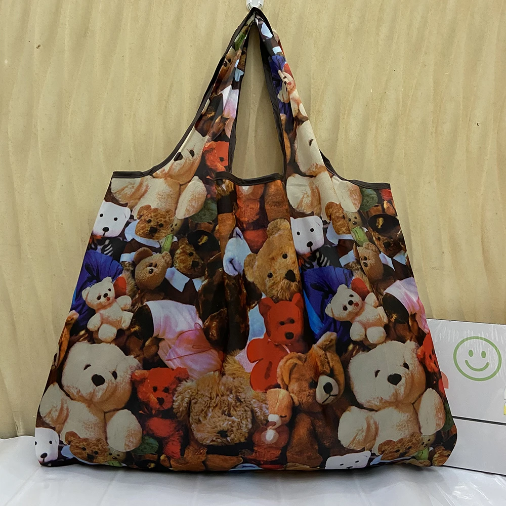 Large Reusable Grocery Shopping Bag Handbag Foldable Women's Shoulder Bag Tote Bag Portable Fashion Bag Washable Heavy