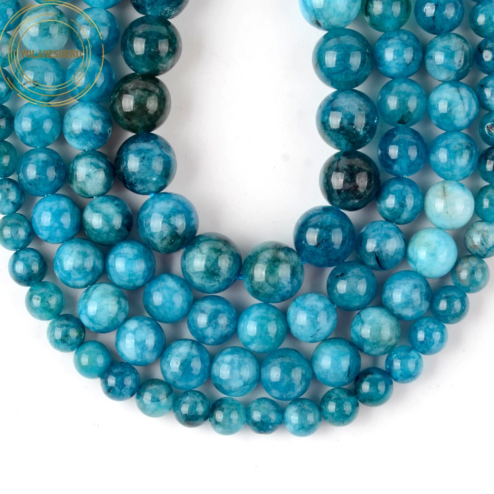 Natural Stone Chalcedony Blue Apatite Beads 6 8 10mm Round Loose Spacer Mineral Beads For Jewelry Making Diy Bracelet Necklace