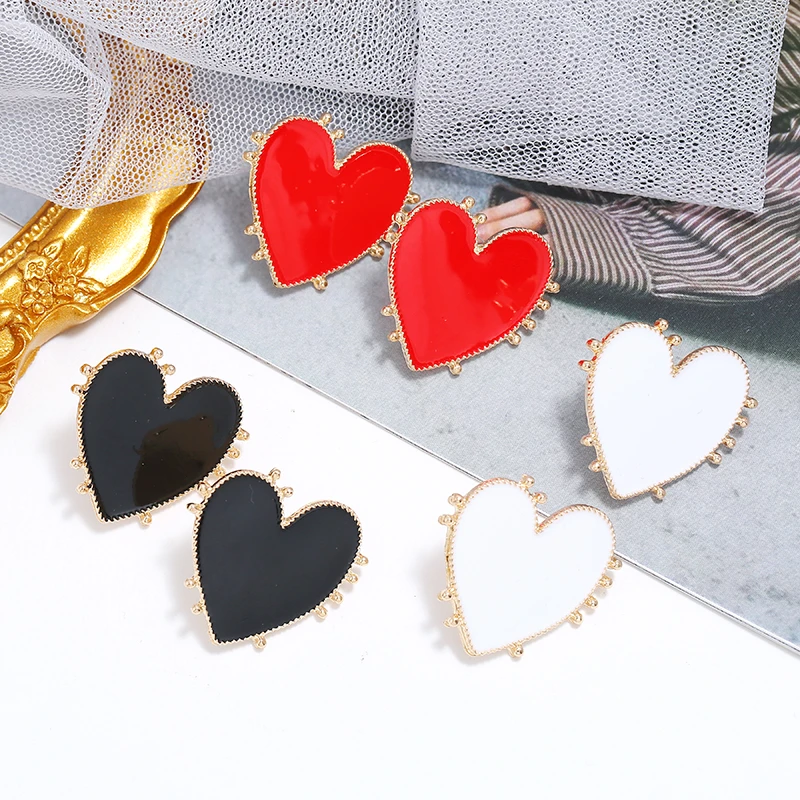 Luxury Vintage Bohemia Big Red Heart Earrings For Women 2020 Fashion Girl Large Sweet Heart Statement Earrings Party Jewelry