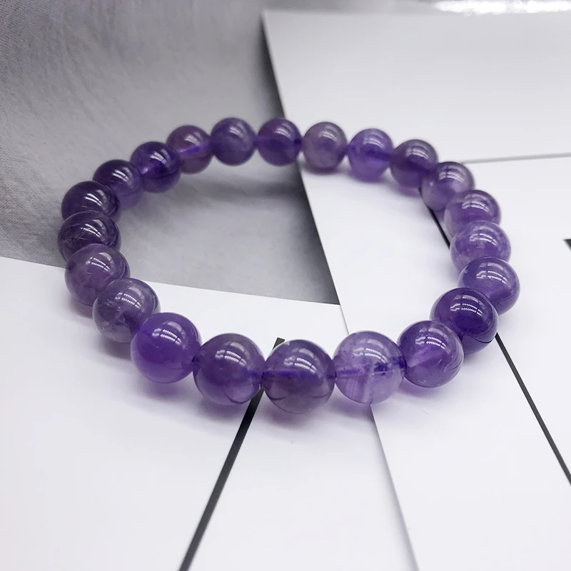 Natural Amethysts Quartz Bracelet Light Purple Energy  Gem Stone  Women Beaded Stretch Bracelet  Gift Jewelry