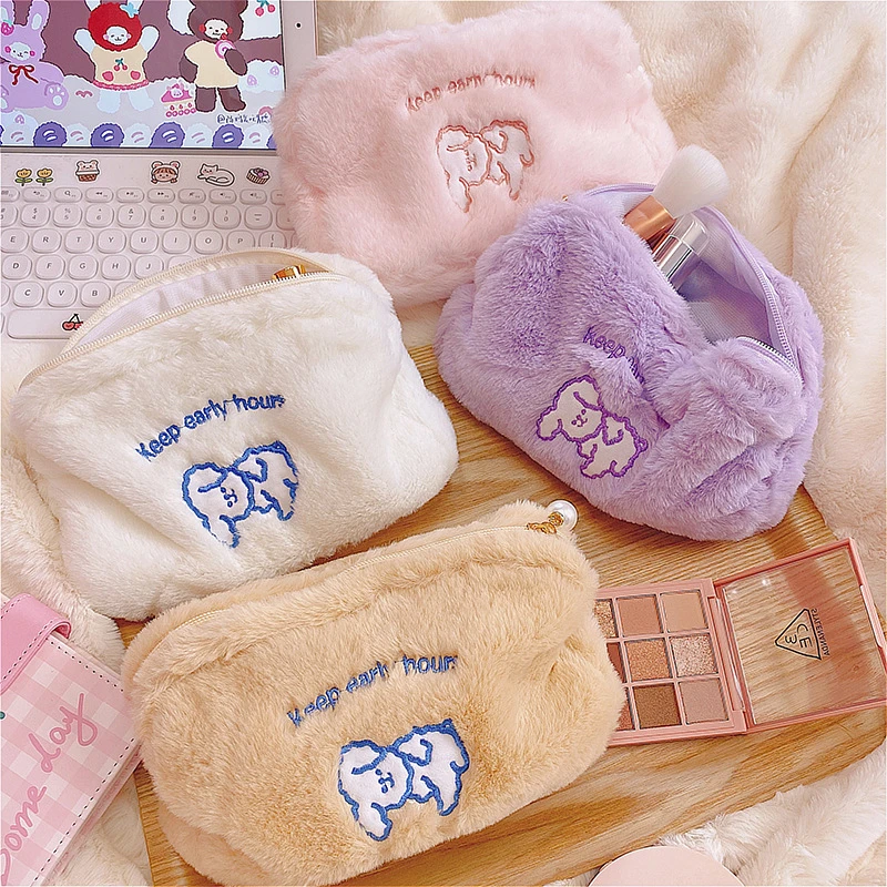 Cute Plush Cloud Pencil Case Girl Cartoon Cosmetic Bag Student Storage Bag Coin Purse Pencil Case Office Pencil Case