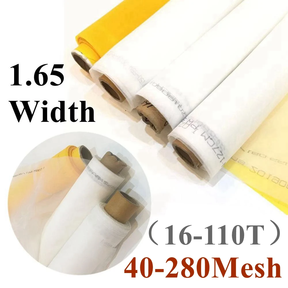 165CM Width 40-280Mesh Polyester White Silk Screen Printing Mesh Fabric for Clothes Textiles Screen Printing Mesh Filter Net