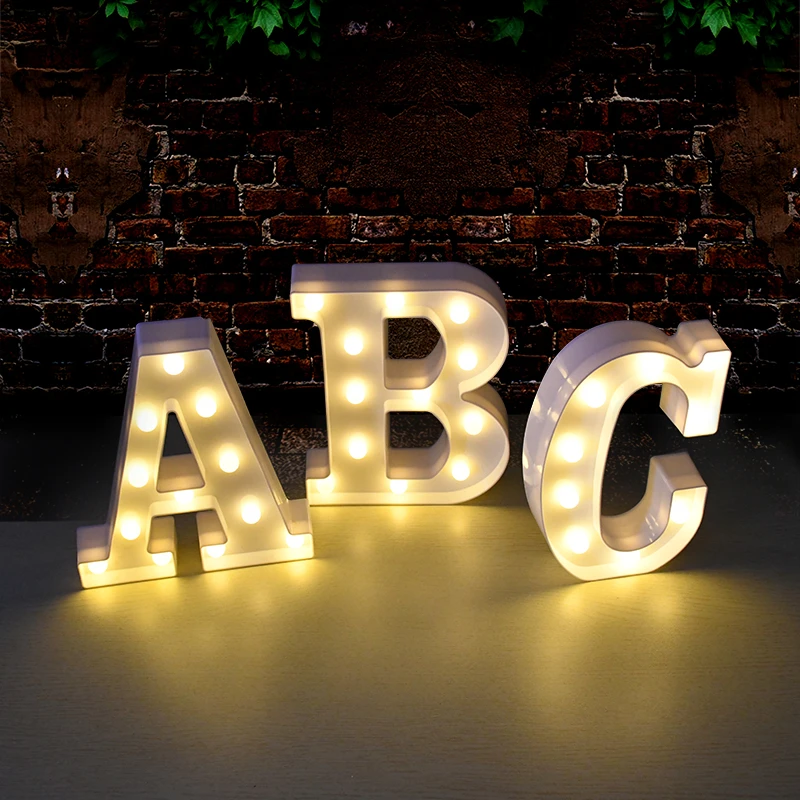 LED Letter Night Light Alphabet Number Heart Plastic LED Light for Wedding Valentines Day Ornament Birthday Party DIY Decoration