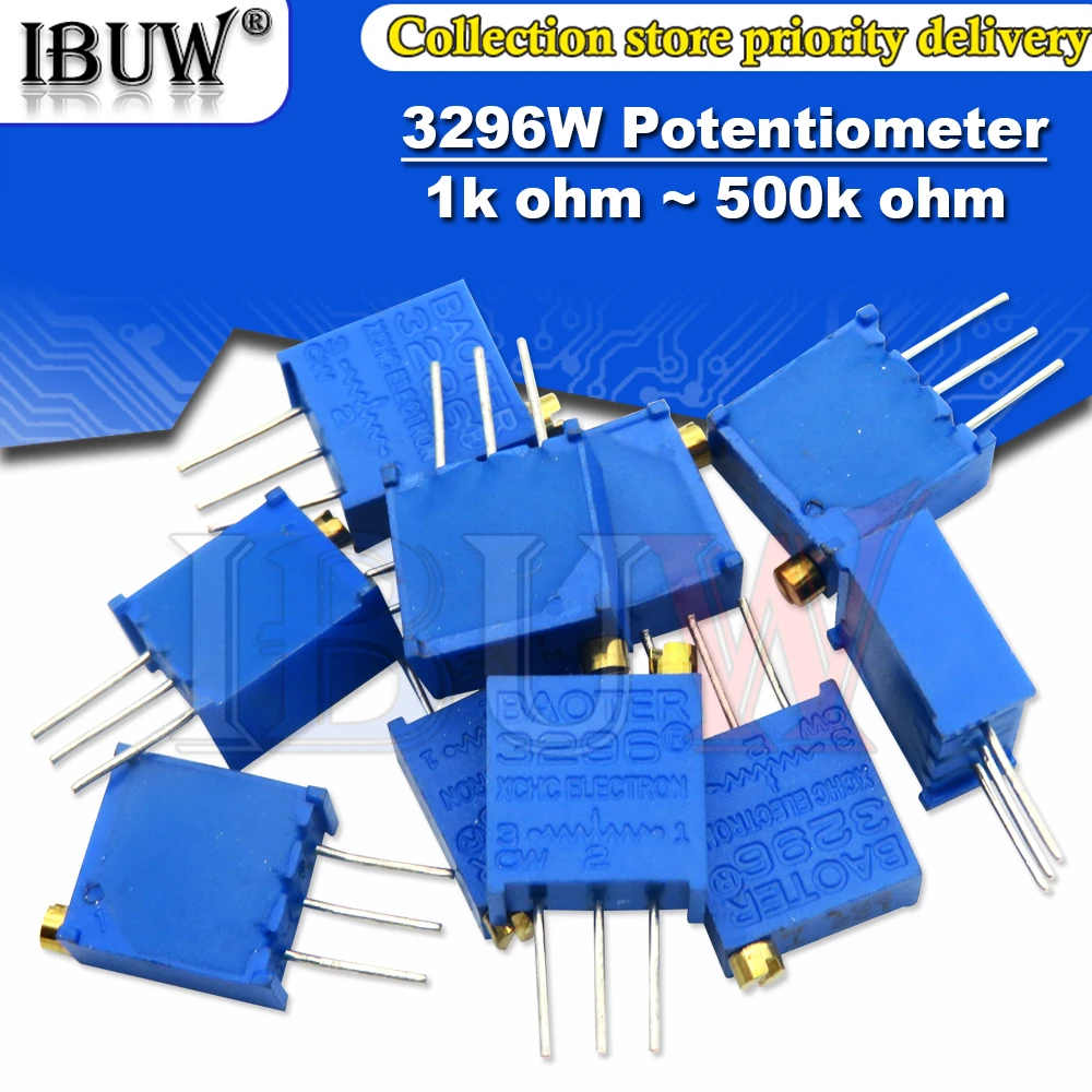 10PCS 3296W potentiometer precision adjustable resistance multi-turn trimming 1K 2K 5K 10K 100K 103 100R Trimmer Potentiometer