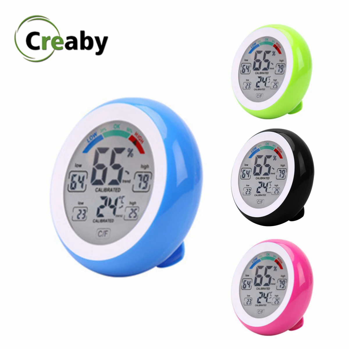 1X Digital LCD Display Indoor Thermometer Hygrometer Round Wireless Electronic Temperature Humidity Meter Weather Station Tester