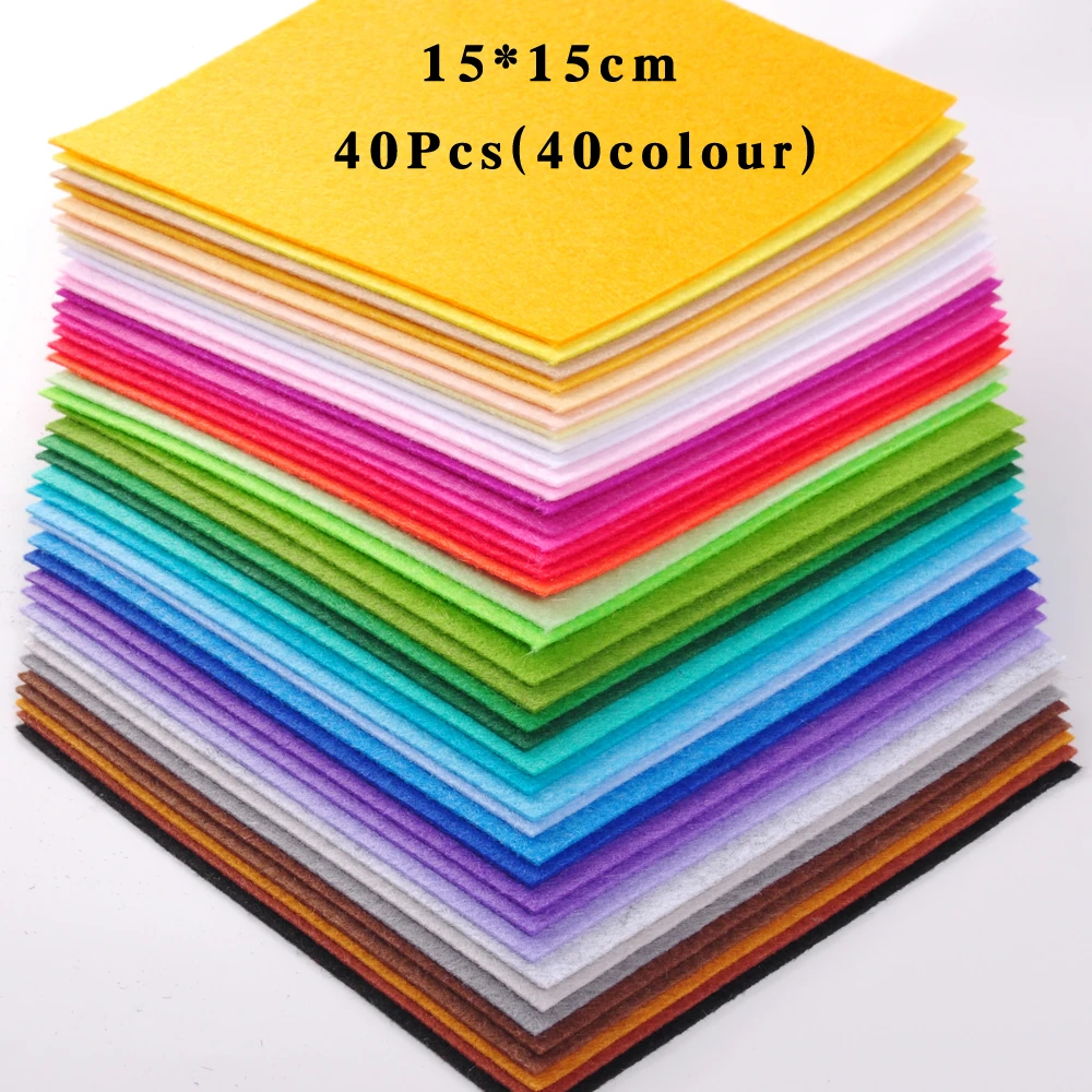 40Pcs 15x15cm Felt Fabric Practical Fashion Home Gifts Non Woven Multicolor Wedding Polyester Cloth Sewing Crafts