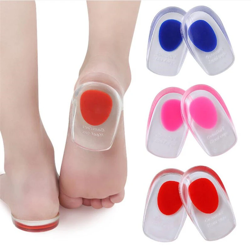 1Pair Soft Silicone Gel Insoles for Heel Spurs Pain Foot Cushion Foot Massager Care Half Heel Insole Pad Height Increase