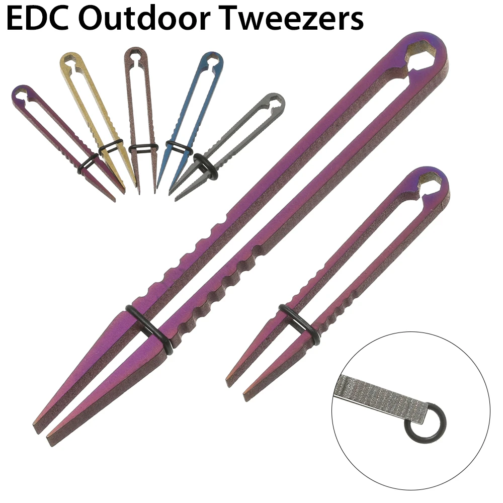 1pc Titanium Tweezers TC4 Clip Pick Up Clamping EDC Multipurpose Gadget Tweezers Camp Outdoor Pocket Maintenance Tool