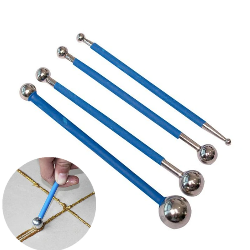 4pcs Double Steel Pressed Ball Tile Grout Tools Repairing Floor Pressure Stick Home wall Gap Scraping Construction Hand Tools